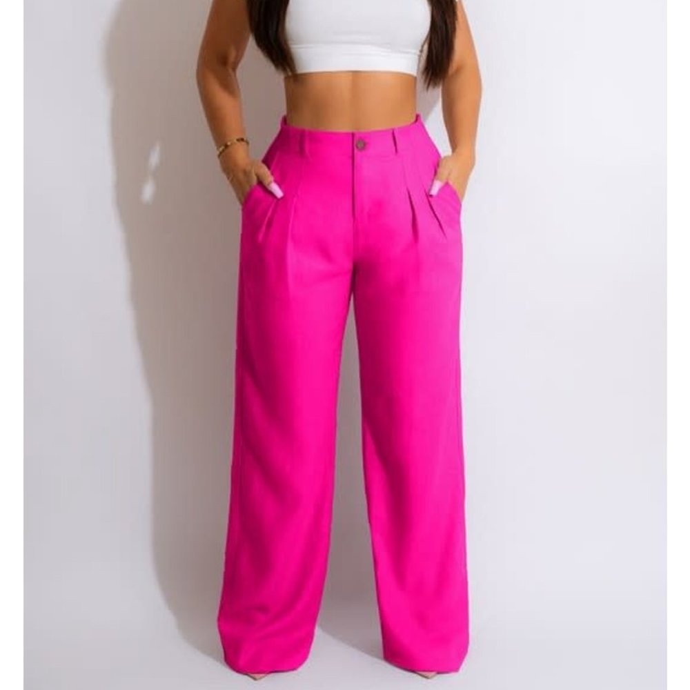 Linen Blend Straight Leg Pants